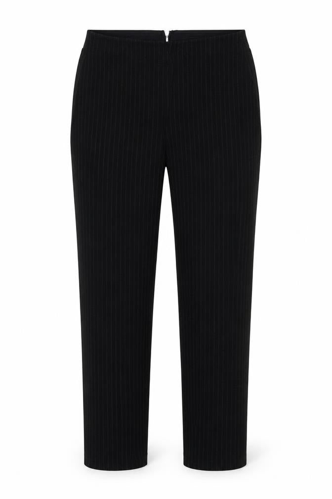 H&M Womens Black Striped Polyester Trousers Size S L27 in Regular Zip