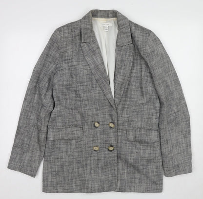 Topshop Womens Black Geometric Jacket Blazer Size 10 Button