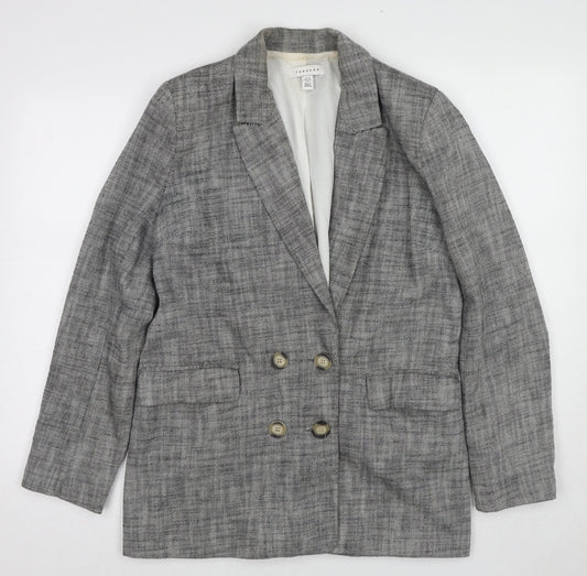 Topshop Womens Black Geometric Jacket Blazer Size 10 Button