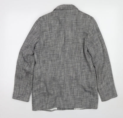 Topshop Womens Black Geometric Jacket Blazer Size 10 Button
