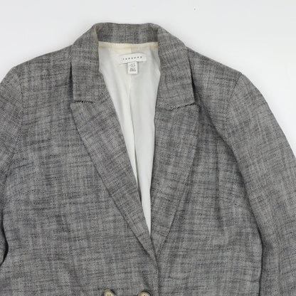 Topshop Womens Black Geometric Jacket Blazer Size 10 Button