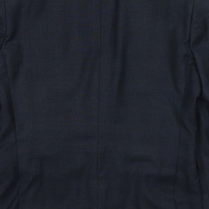 ONESIX5IVE5ive Mens Blue Plaid Polyester Jacket Suit Jacket Size 38 Regular