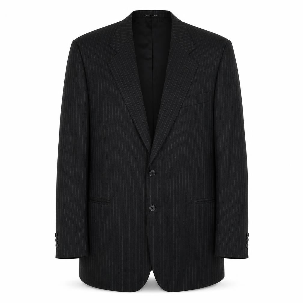 St Michael Mens Black Striped Wool Jacket Suit Jacket Size 44 Regular