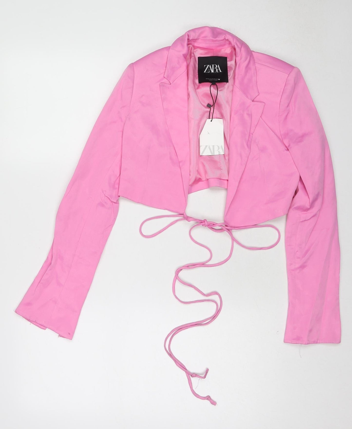 Zara Womens Pink Jacket Blazer Size XS Tie