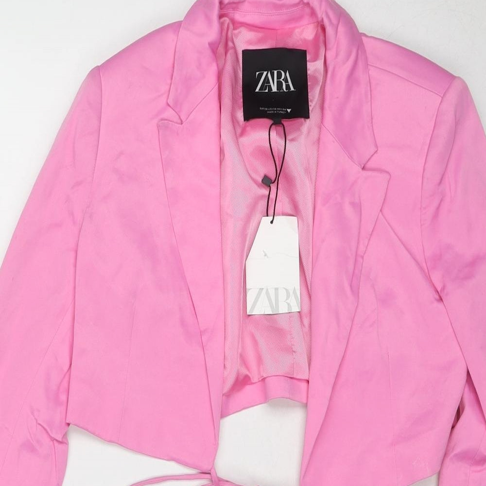 Zara Womens Pink Jacket Blazer Size XS Tie
