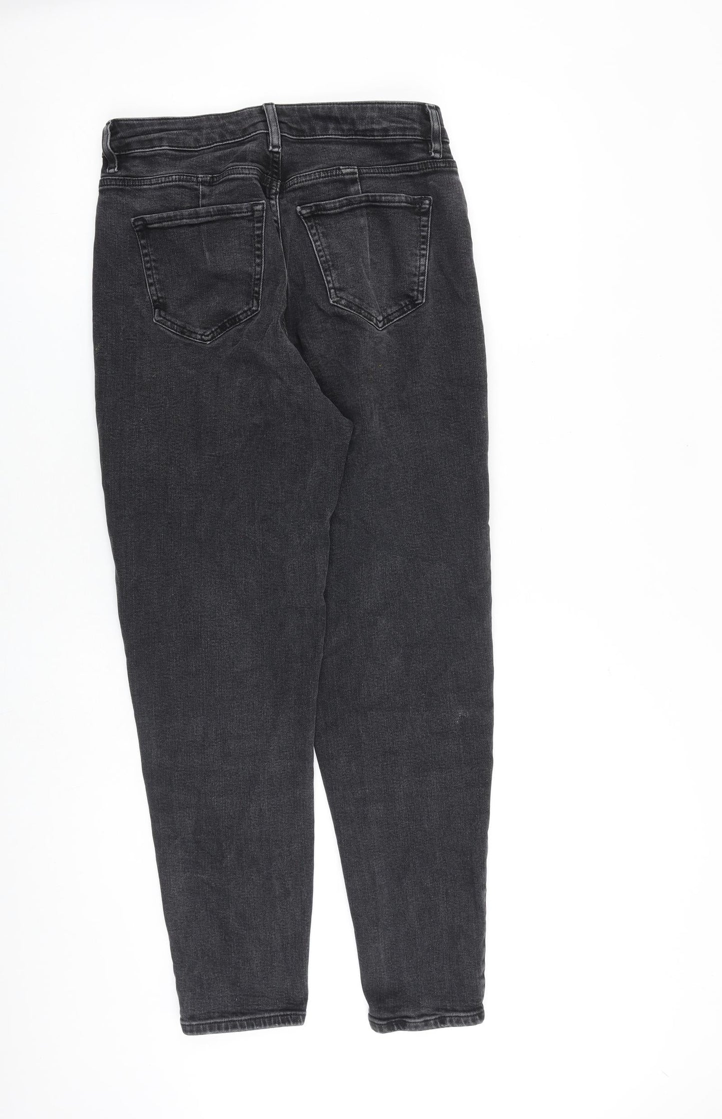 Marks and Spencer Womens Grey Cotton Tapered Jeans Size 10 L29 in Regular Zip