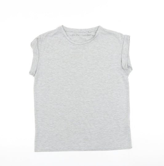 Silent Theory Womens Grey Cotton Basic T-Shirt Size 8 Round Neck