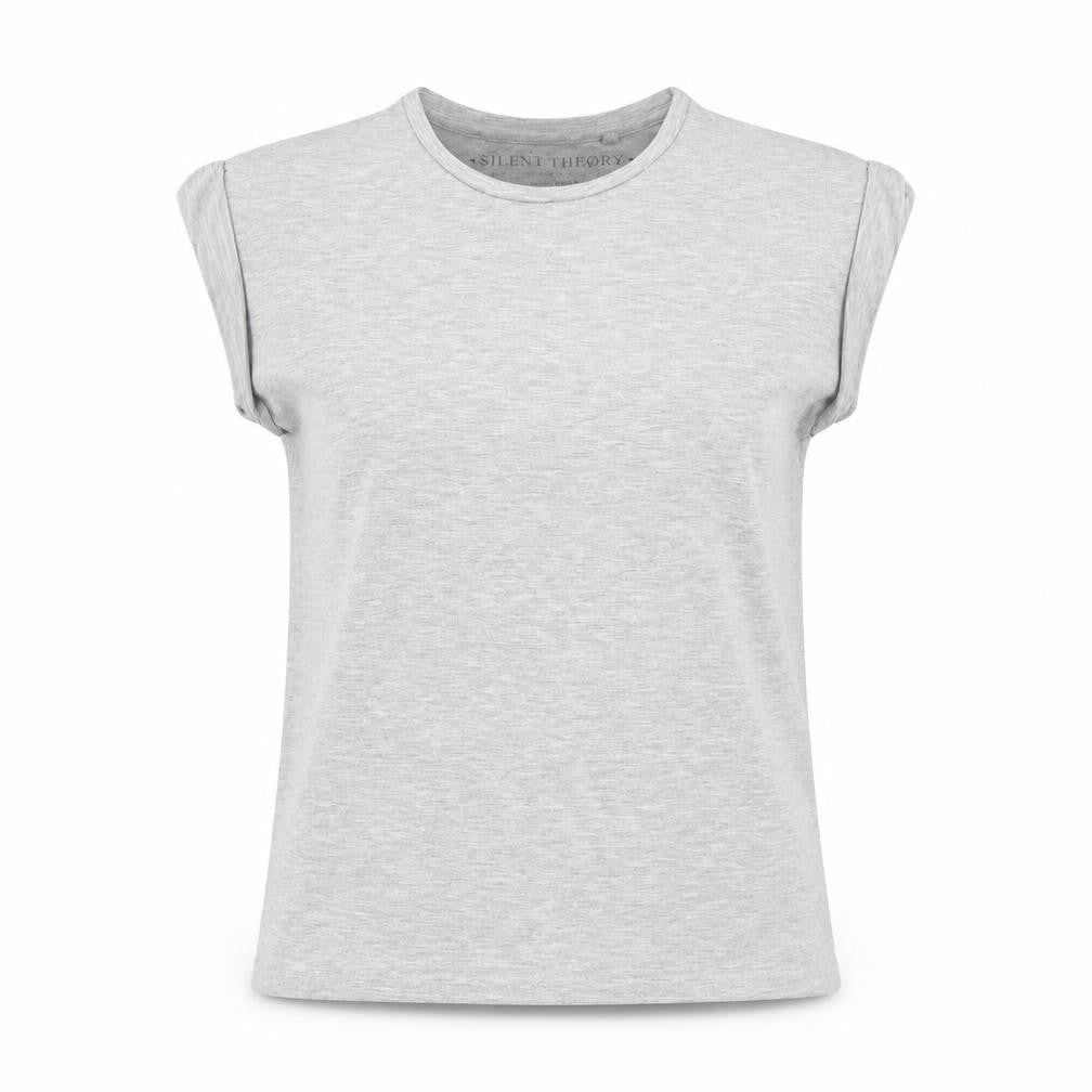 Silent Theory Womens Grey Cotton Basic T-Shirt Size 8 Round Neck