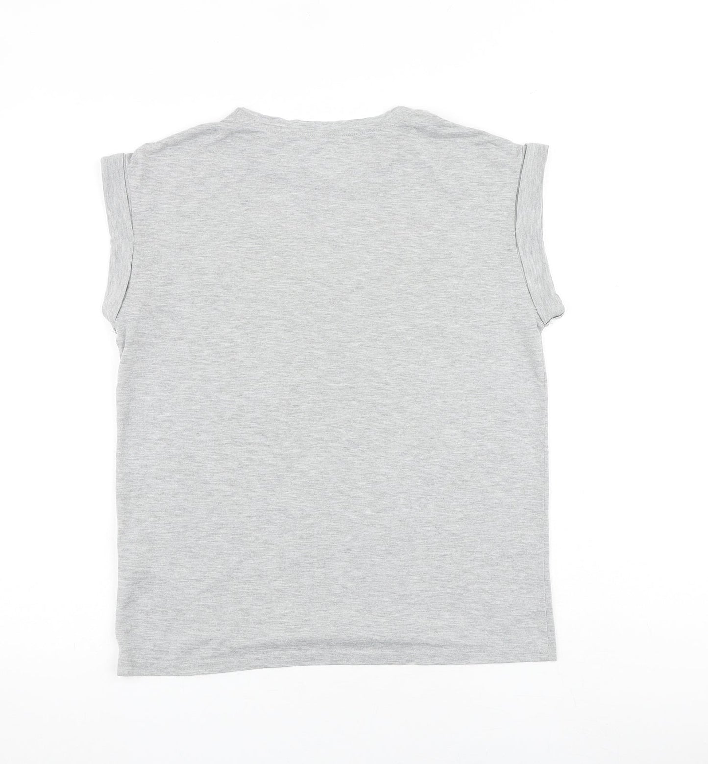 Silent Theory Womens Grey Cotton Basic T-Shirt Size 8 Round Neck