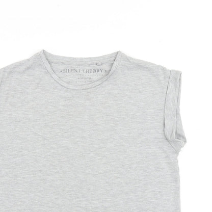 Silent Theory Womens Grey Cotton Basic T-Shirt Size 8 Round Neck