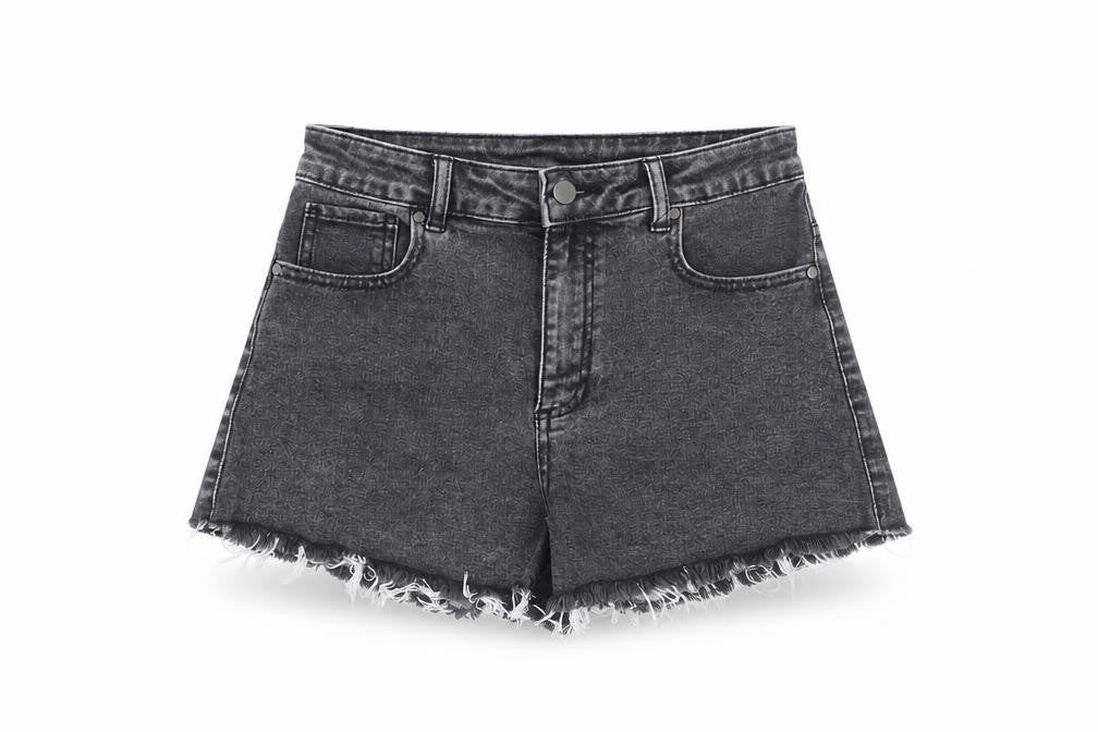 Tezenis Womens Grey 100% Cotton Cut-Off Shorts Size 27 in L3 in Regular Zip