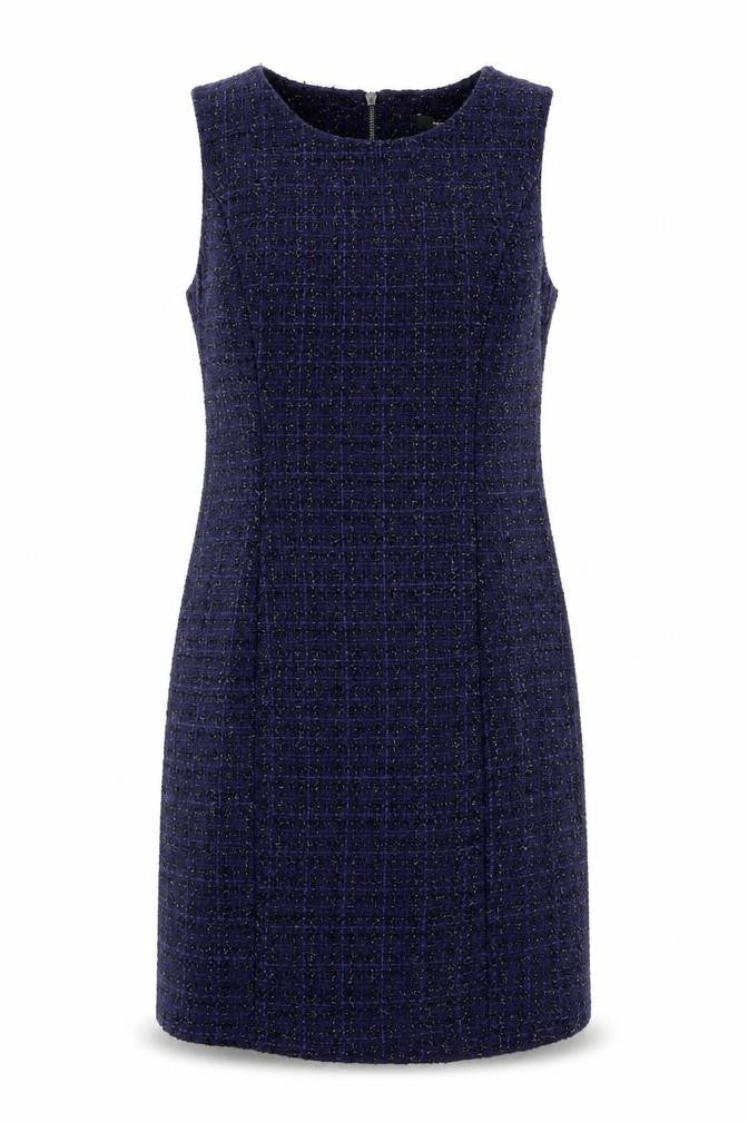M&Co Womens Blue Geometric Polyester Shift Size 10 Round Neck Zip
