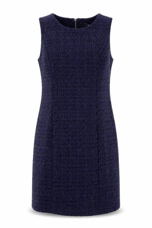 M&Co Womens Blue Geometric Polyester Shift Size 10 Round Neck Zip
