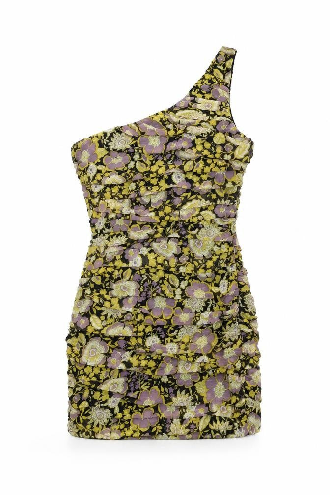Zara Womens Multicoloured Floral Polyester Mini Size S One Shoulder Zip
