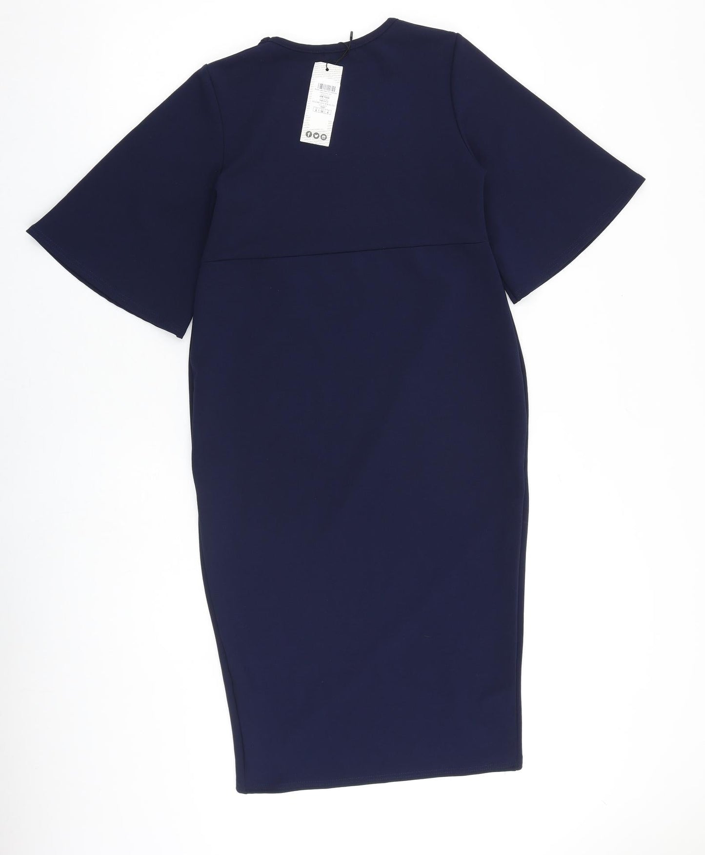 Boohoo Womens Blue Polyester Shift Size 8 Round Neck Pullover