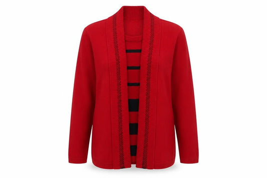 Impressions Womens Red Round Neck Striped Acrylic Pullover Jumper Size S - Twin Set