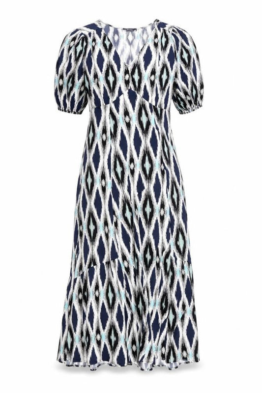 Marks & Spencer Womens Multicoloured Geometric Viscose Maxi Size 6 V-Neck Pullover