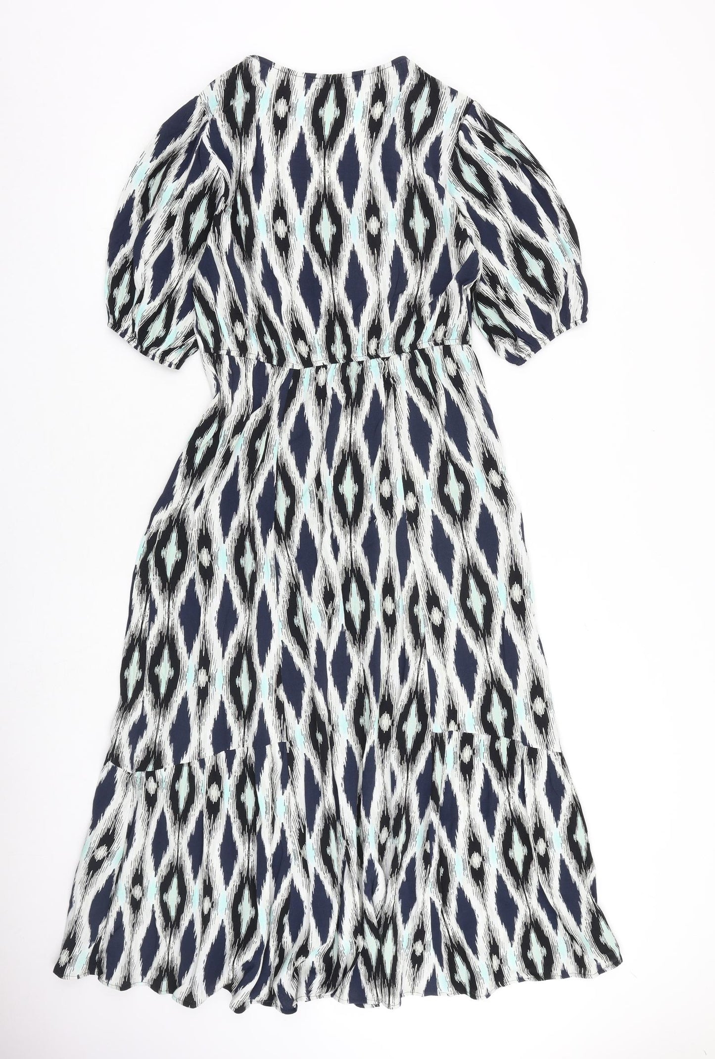 Marks and Spencer Womens Multicoloured Geometric Viscose Maxi Size 6 V-Neck Pullover
