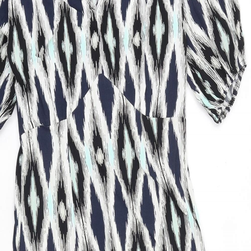 Marks and Spencer Womens Multicoloured Geometric Viscose Maxi Size 6 V-Neck Pullover