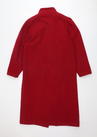 Back view of NuAge women’s pink overcoat coat, size UK 10, button