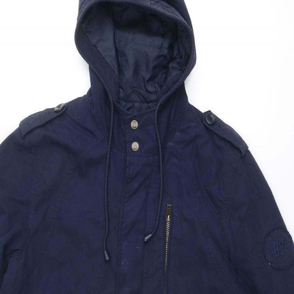 Cotton Traders Mens Blue Windbreaker Coat Size M Zip