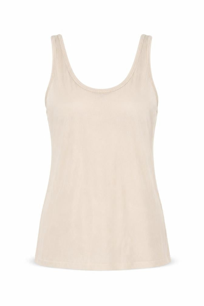 Zara Womens Beige Polyester Basic Tank Size L Round Neck