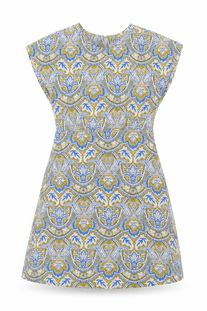 Mango Womens Multicoloured Geometric Polyester A-Line Size M Round Neck Button