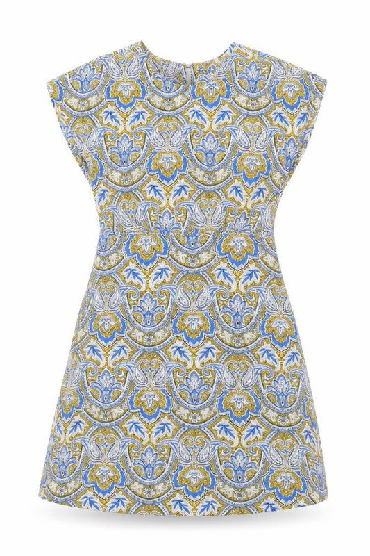 Mango Womens Multicoloured Geometric Polyester A-Line Size M Round Neck Button