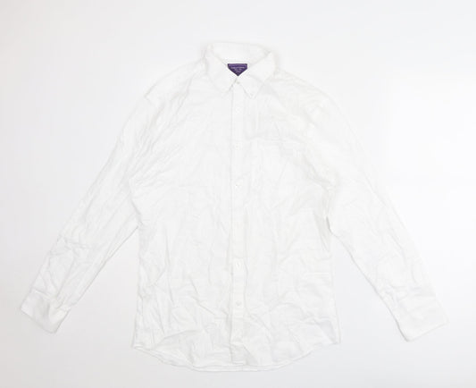 Guthrie & Valentine Mens White Polyester Button-Up Size 15.5 Collared Button