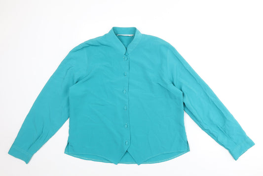 Rothmar of Scotland Womens Blue Polyester Basic Button-Up Size 16 Round Neck