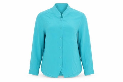 Rothmar of Scotland Womens Blue Polyester Basic Button-Up Size 16 Round Neck