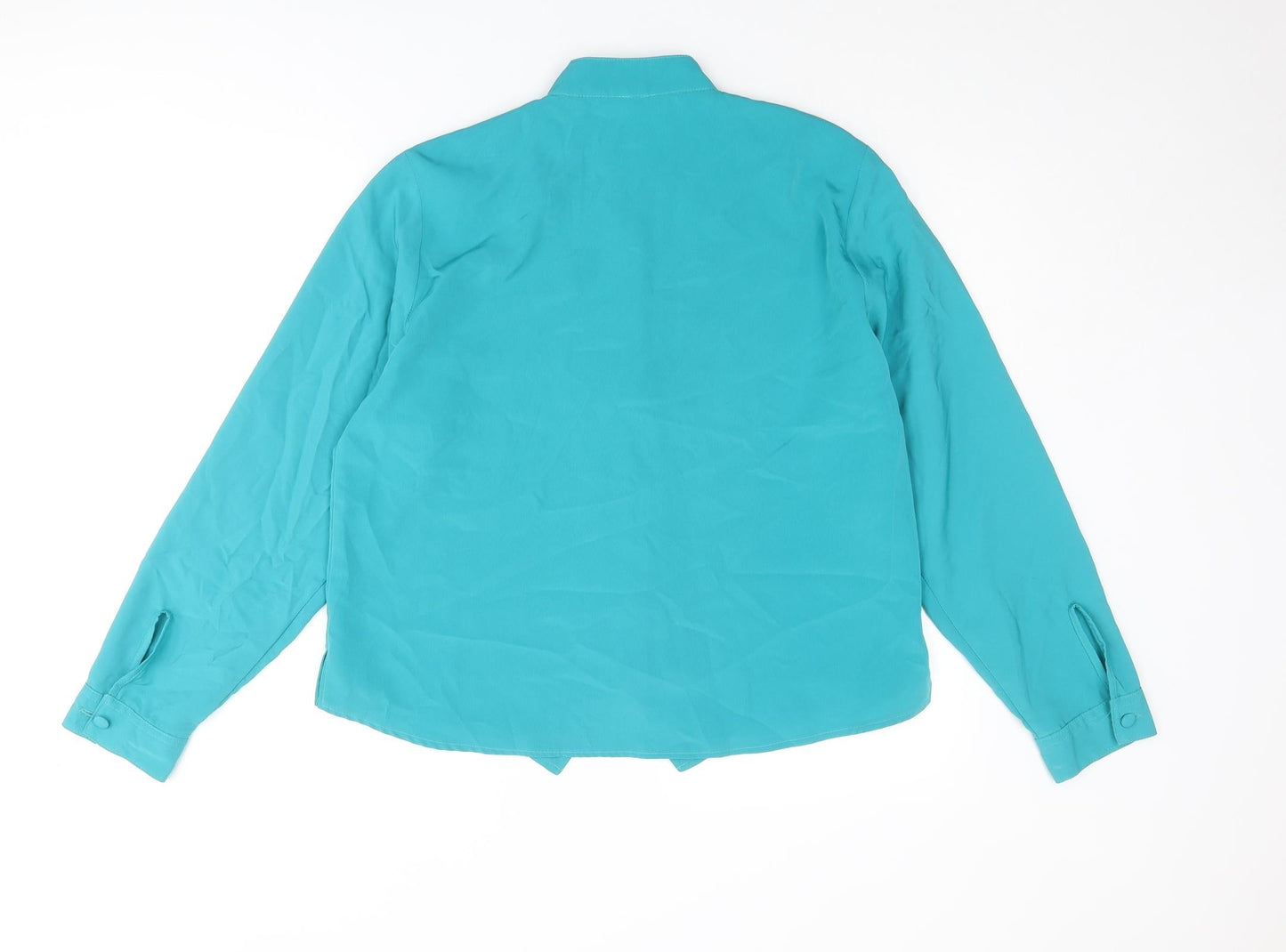 Rothmar of Scotland Womens Blue Polyester Basic Button-Up Size 16 Round Neck