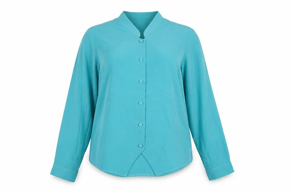 Rothmar of Scotland Womens Blue Polyester Basic Button-Up Size 16 Collared