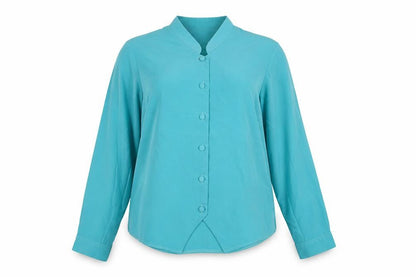 Rothmar of Scotland Womens Blue Polyester Basic Button-Up Size 16 Collared