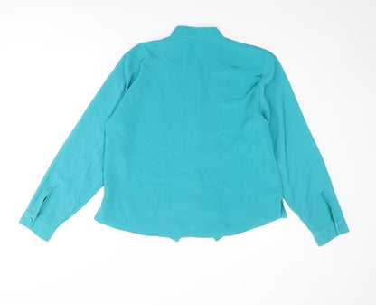 Rothmar of Scotland Womens Blue Polyester Basic Button-Up Size 16 Collared