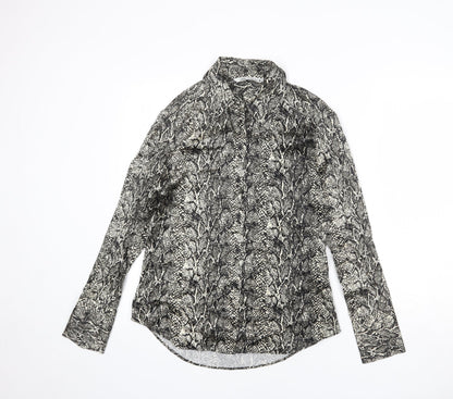 Zara Womens Multicoloured Animal Print Viscose Basic Button-Up Size S Collared - Snake Skin Print