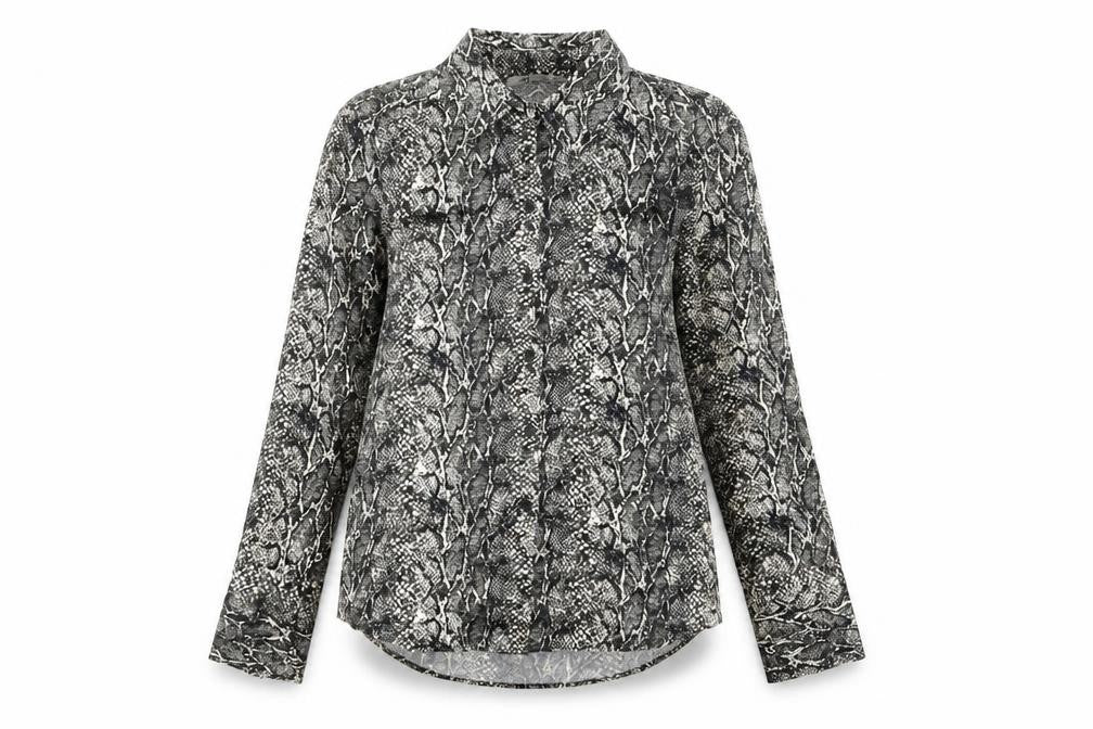 Zara Womens Multicoloured Animal Print Viscose Basic Button-Up Size S Collared - Snake Skin Print