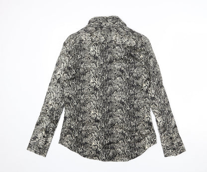 Zara Womens Multicoloured Animal Print Viscose Basic Button-Up Size S Collared - Snake Skin Print