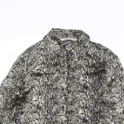 Zara Womens Multicoloured Animal Print Viscose Basic Button-Up Size S Collared - Snake Skin Print