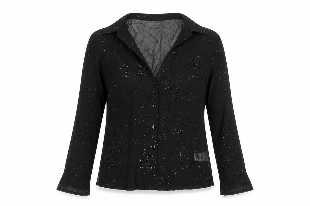 Dorothy Perkins Womens Black Nylon Basic Button-Up Size 14 Collared