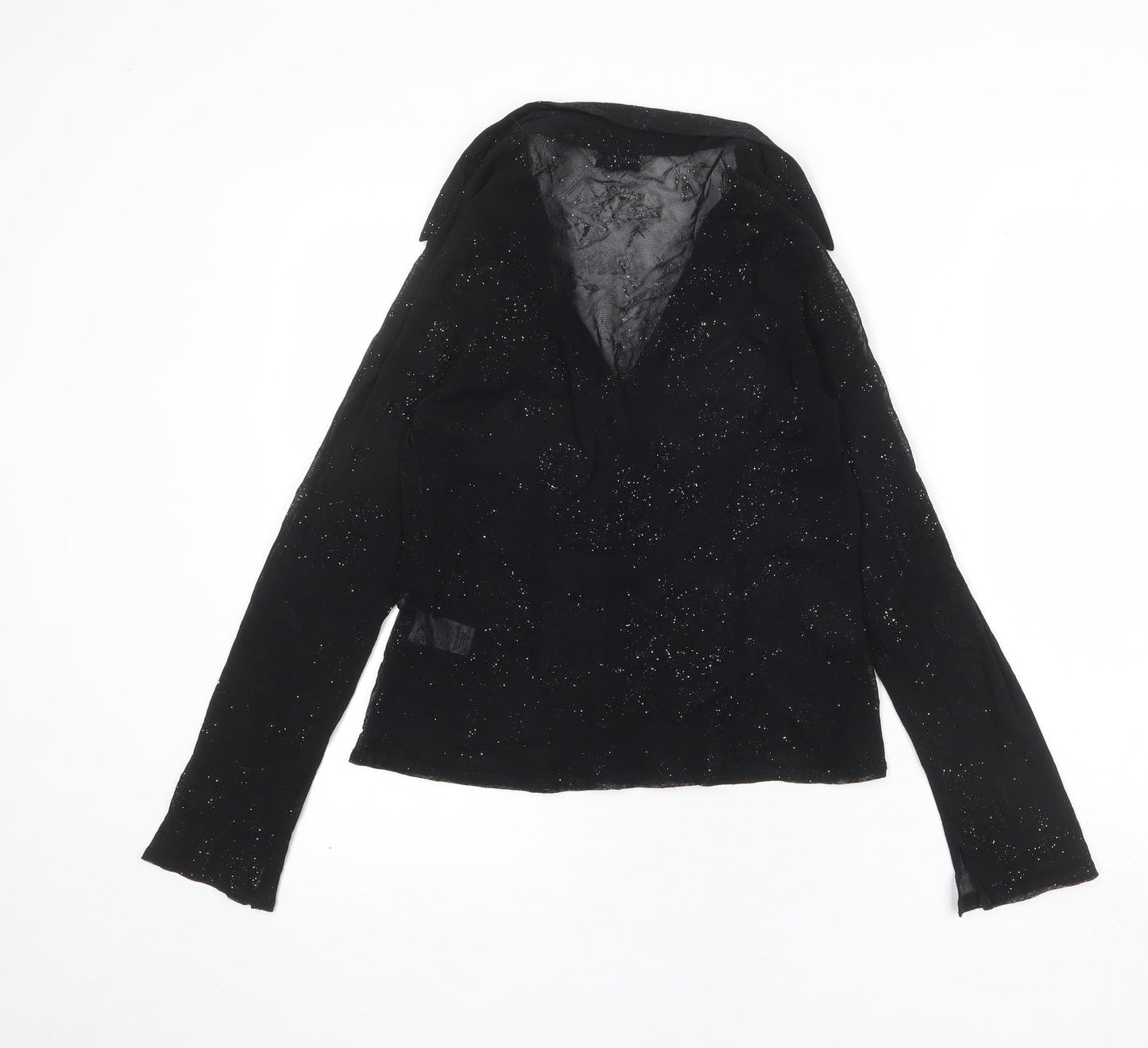 Dorothy Perkins Womens Black Nylon Basic Button-Up Size 14 Collared