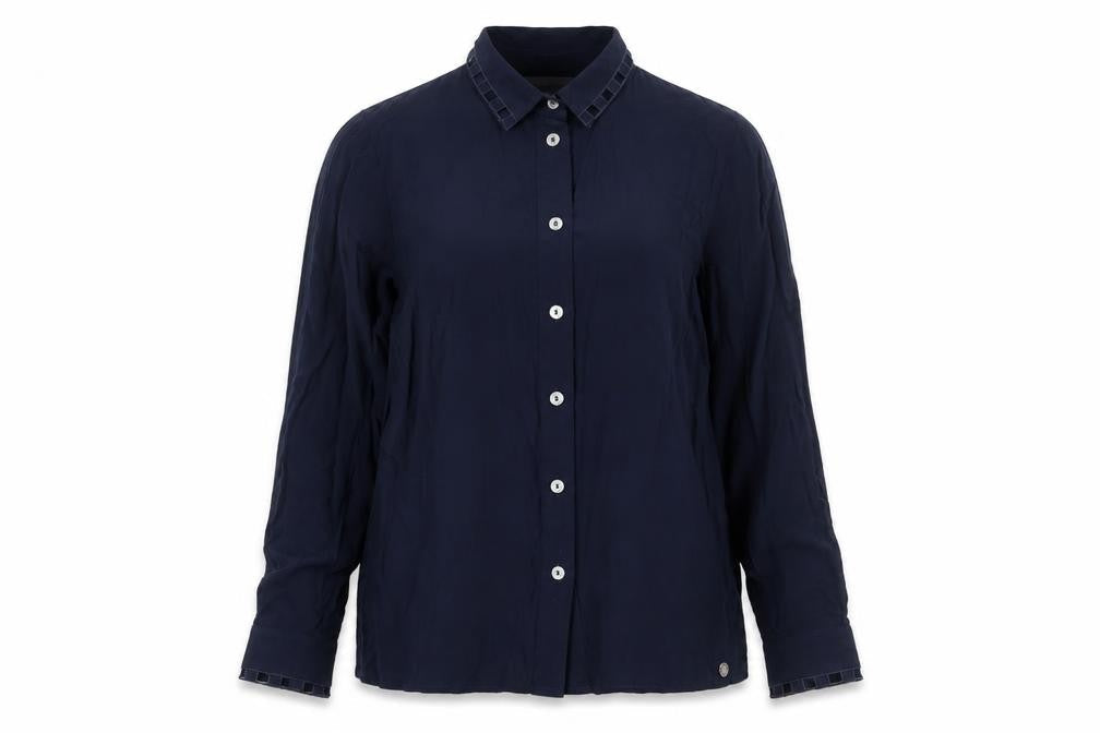 NÜMPH Womens Blue Viscose Basic Button-Up Size 6 Collared