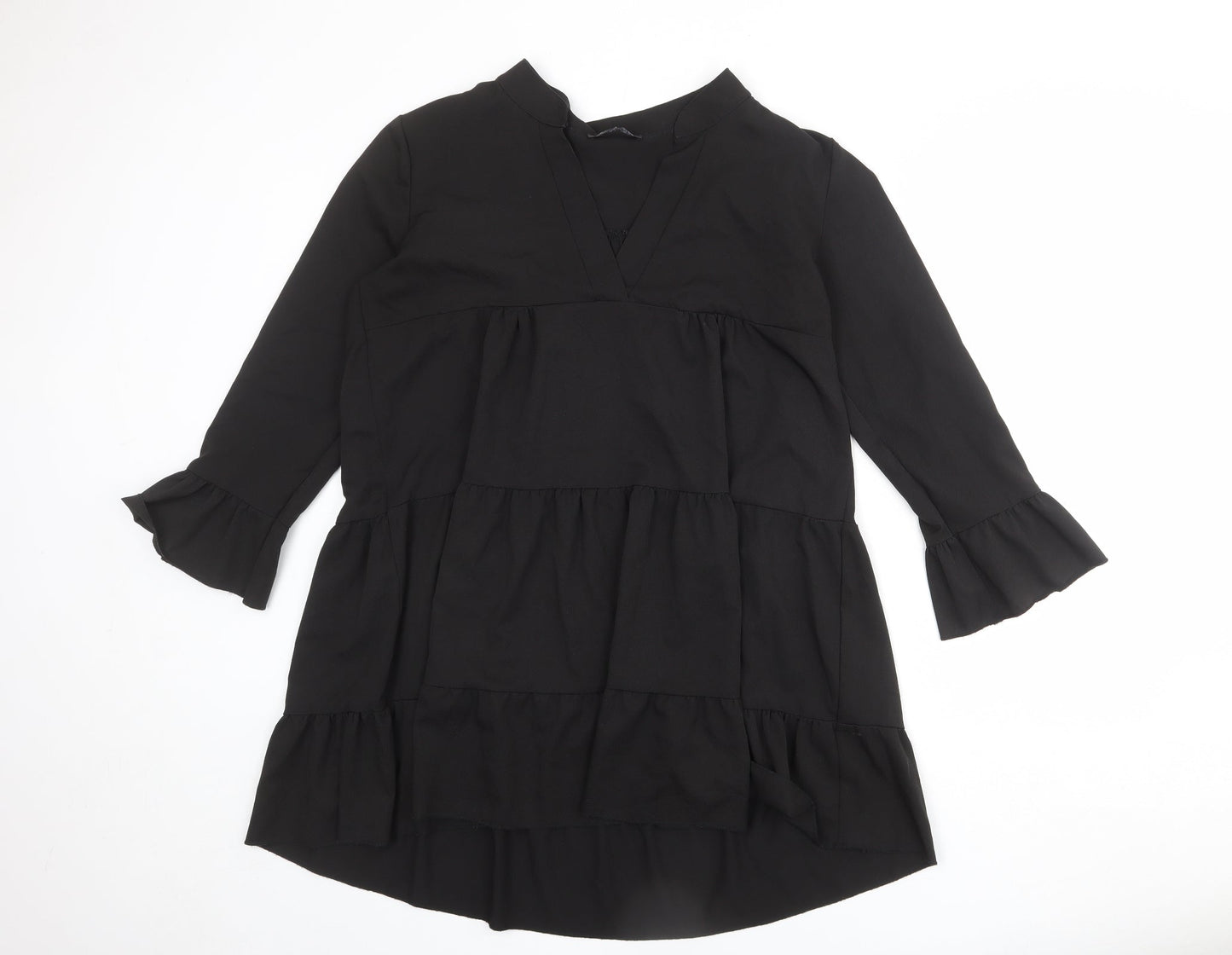 Cameo Rose Womens Black Polyester A-Line Size 12 V-Neck Pullover
