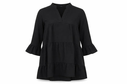 Cameo Rose Womens Black Polyester A-Line Size 12 V-Neck Pullover