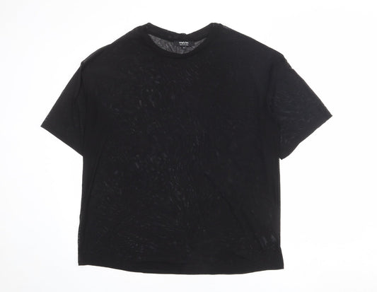 Simply Be Womens Black Polyamide Basic T-Shirt Size 14 Round Neck