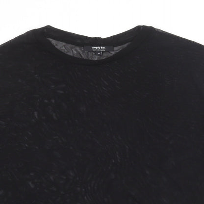 Simply Be Womens Black Polyamide Basic T-Shirt Size 14 Round Neck