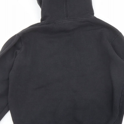 Brand and care label for Ellesse women’s black cotton pullover hoodie, size S, pullover - ellesse logo drawstring pocket