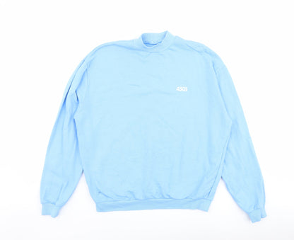 Additional front view of ASOS women’s blue cotton pullover sweatshirt, size UK 8, pullover