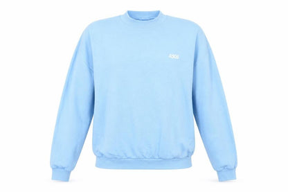 Front view of ASOS women’s blue cotton pullover sweatshirt, size UK 8, pullover