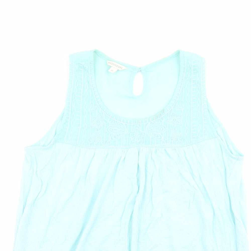 Monsoon Womens Blue Modal Basic Tank Size M Round Neck